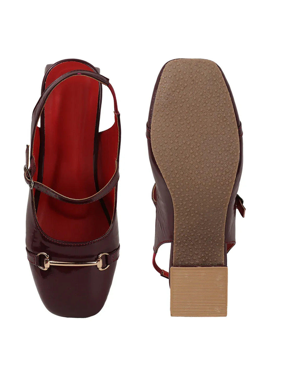 Classic Patent Strap Mid Heel Pumps