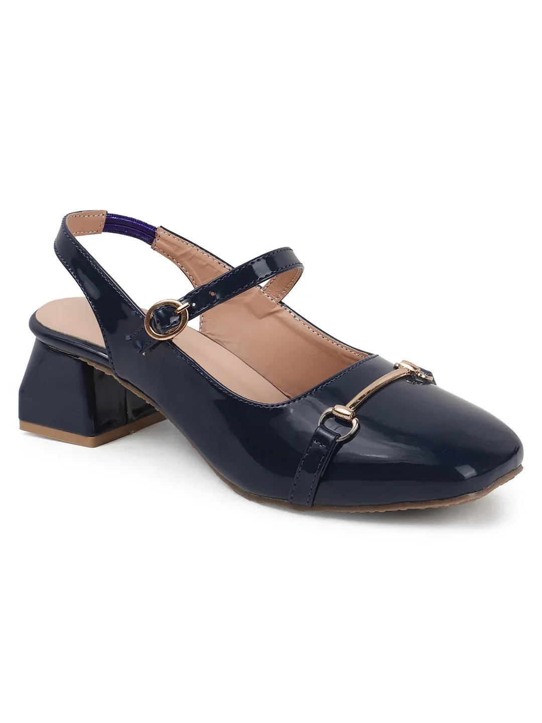 Classic Patent Strap Mid Heel Pumps