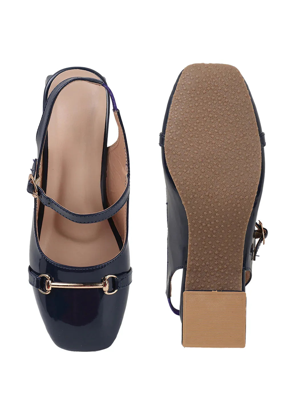 Classic Patent Strap Mid Heel Pumps
