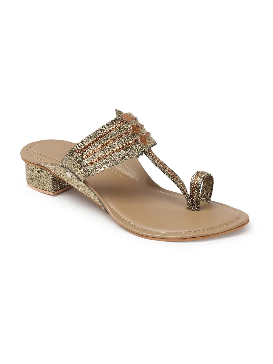 Block Heel Sandals Stylish Toe Ring Ethnic Design