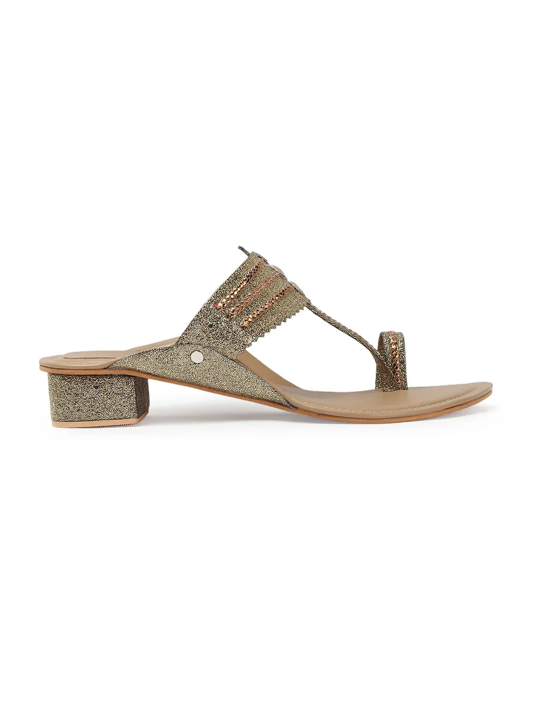 Block Heel Sandals Stylish Toe Ring Ethnic Design