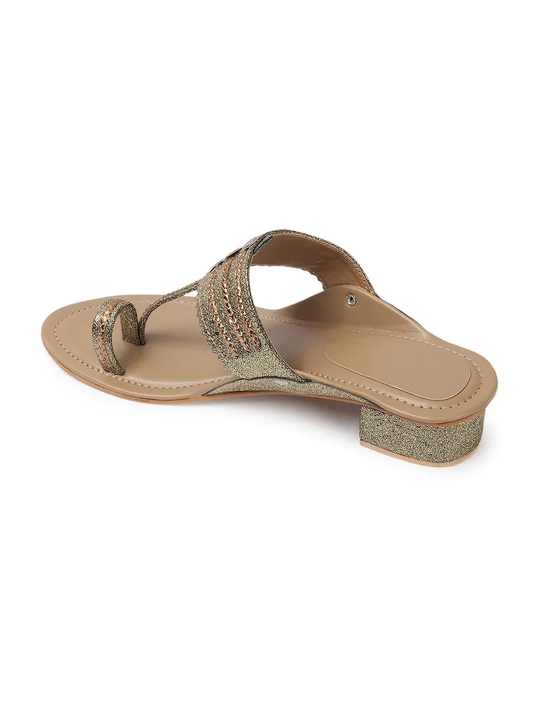 Block Heel Sandals Stylish Toe Ring Ethnic Design