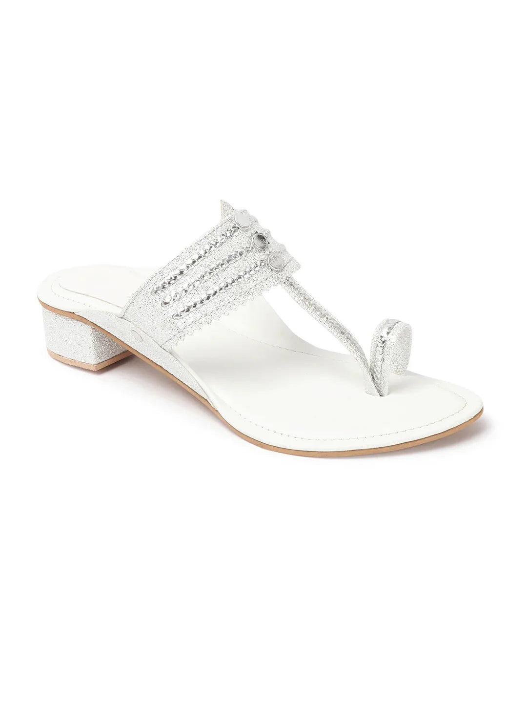 Block Heel Sandals Stylish Toe Ring Ethnic Design