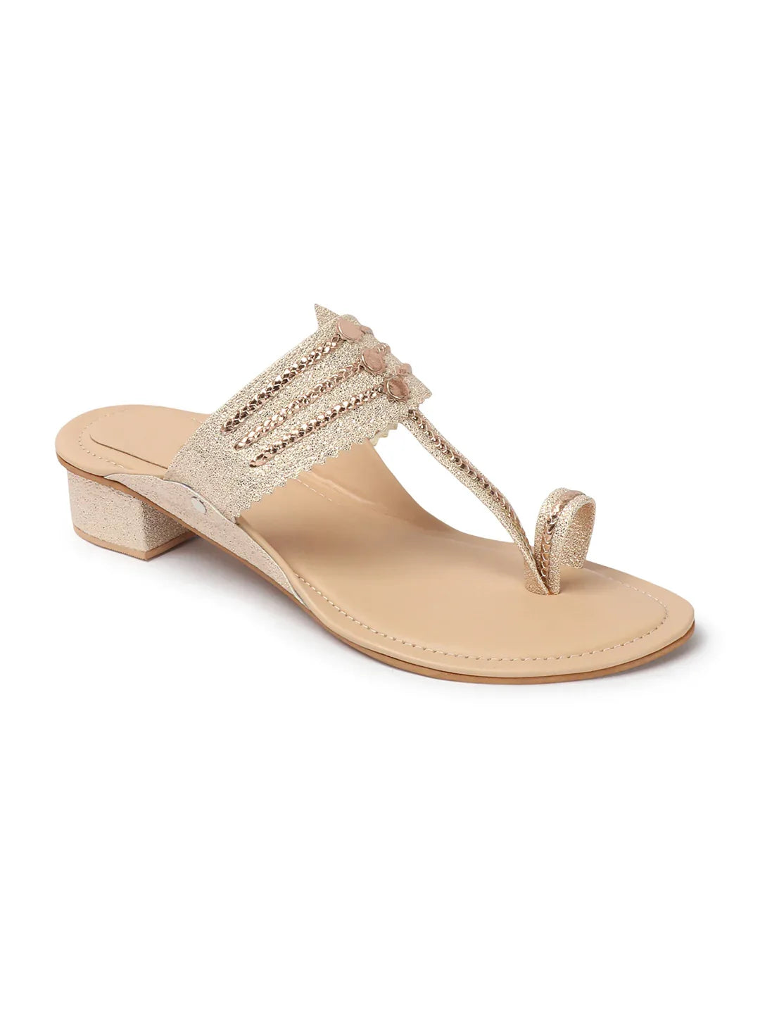 Block Heel Sandals Stylish Toe Ring Ethnic Design