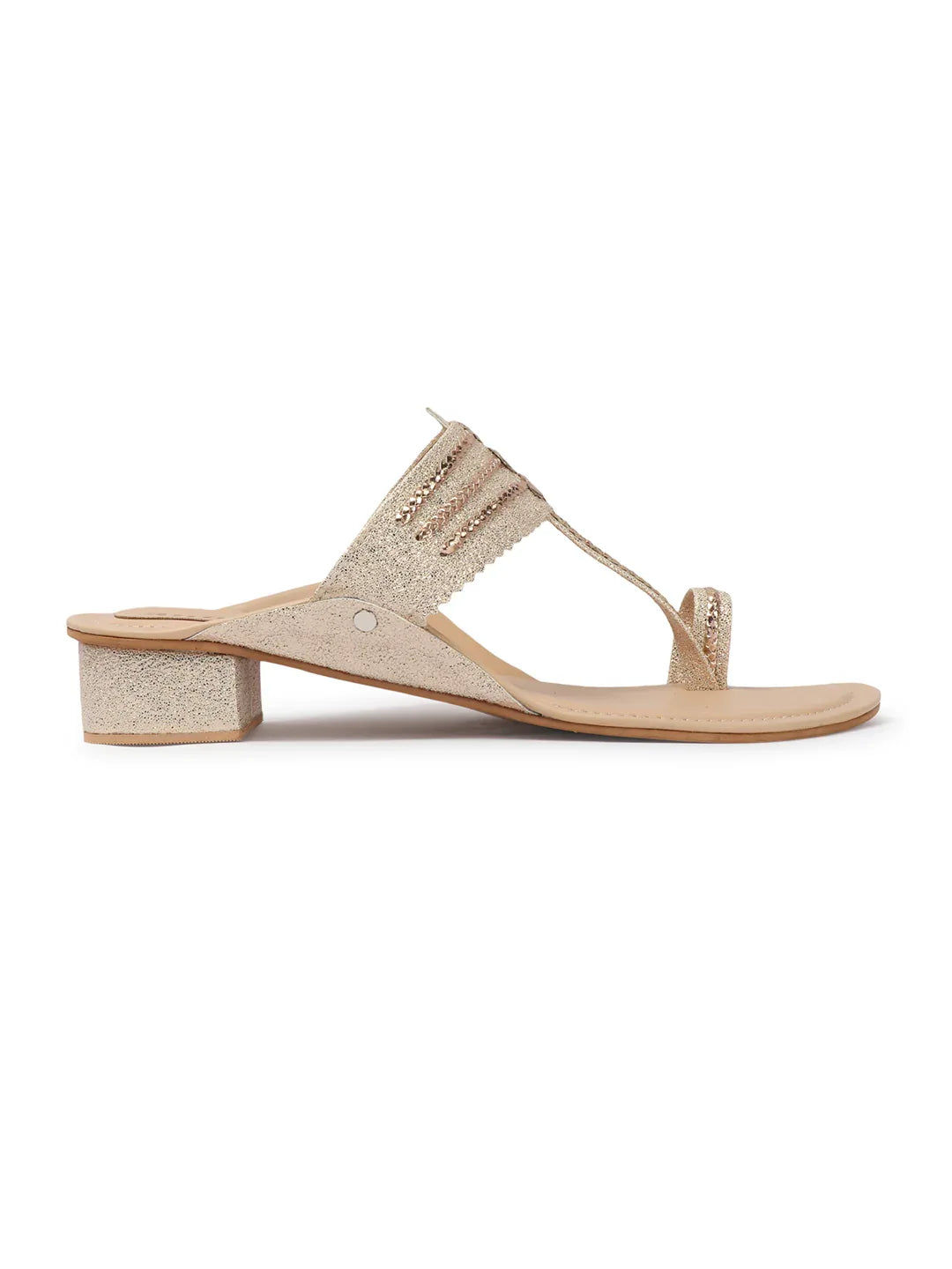 Block Heel Sandals Stylish Toe Ring Ethnic Design