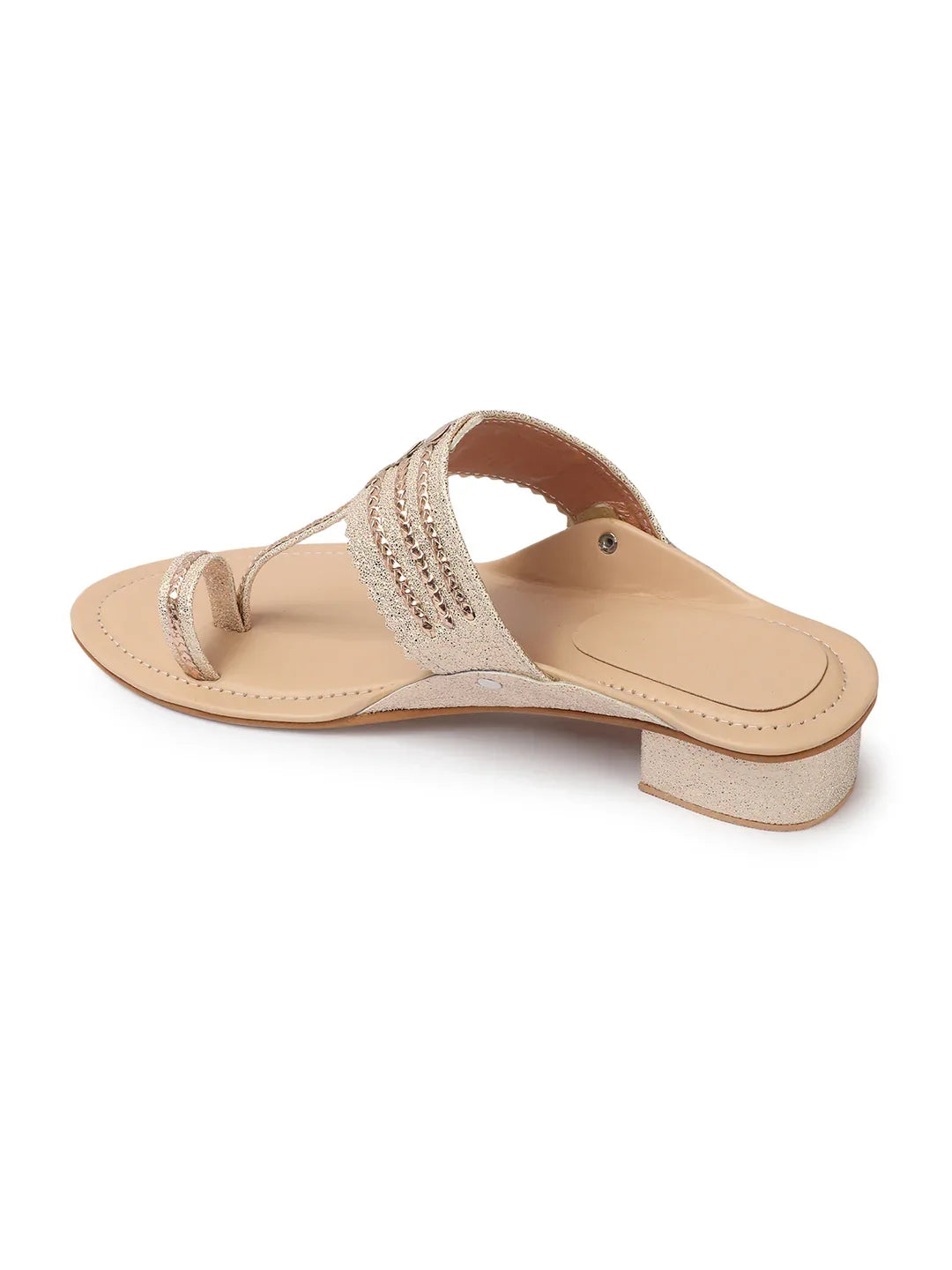Block Heel Sandals Stylish Toe Ring Ethnic Design