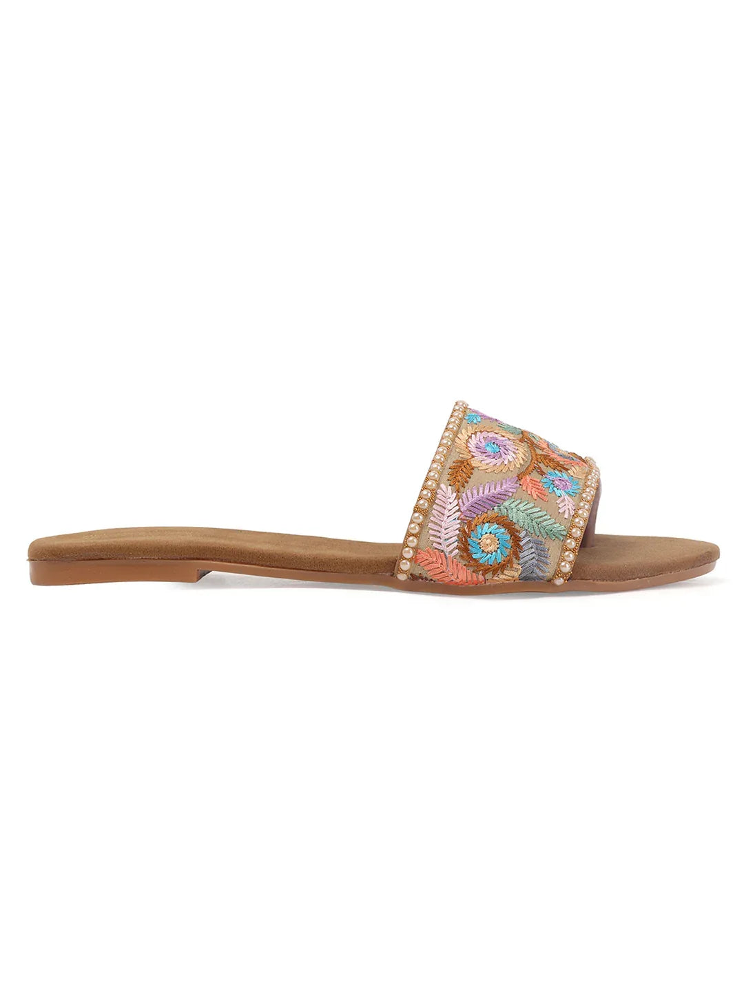 TRYME Trendy Embroidered Slip-on Flat Sandals For Women And Girls