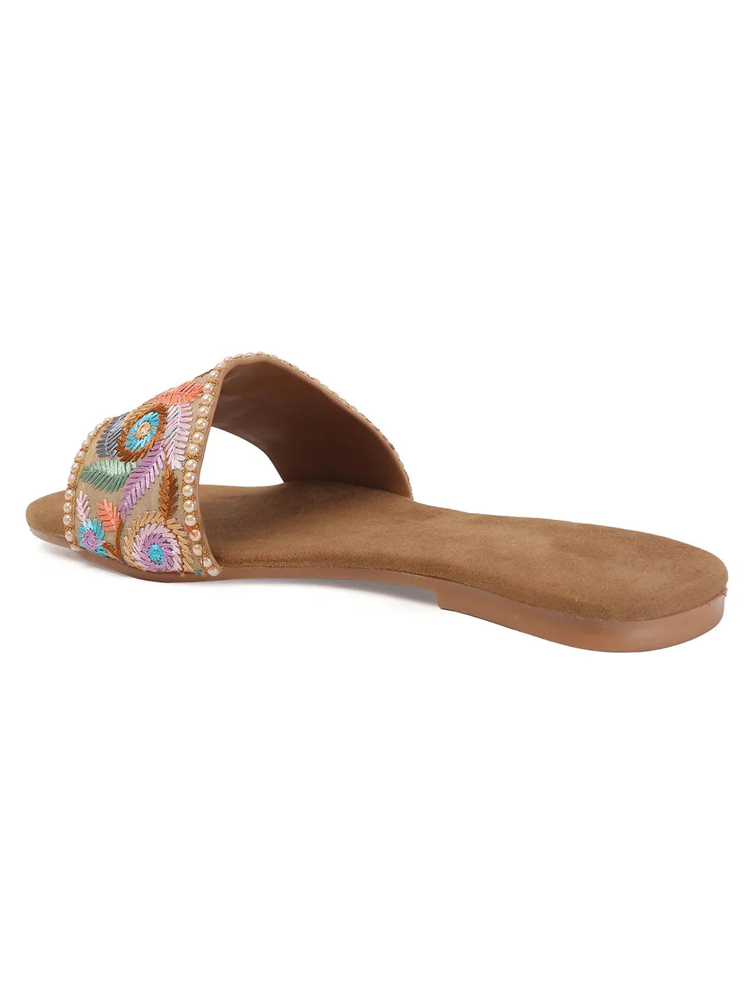 TRYME Trendy Embroidered Slip-on Flat Sandals For Women And Girls