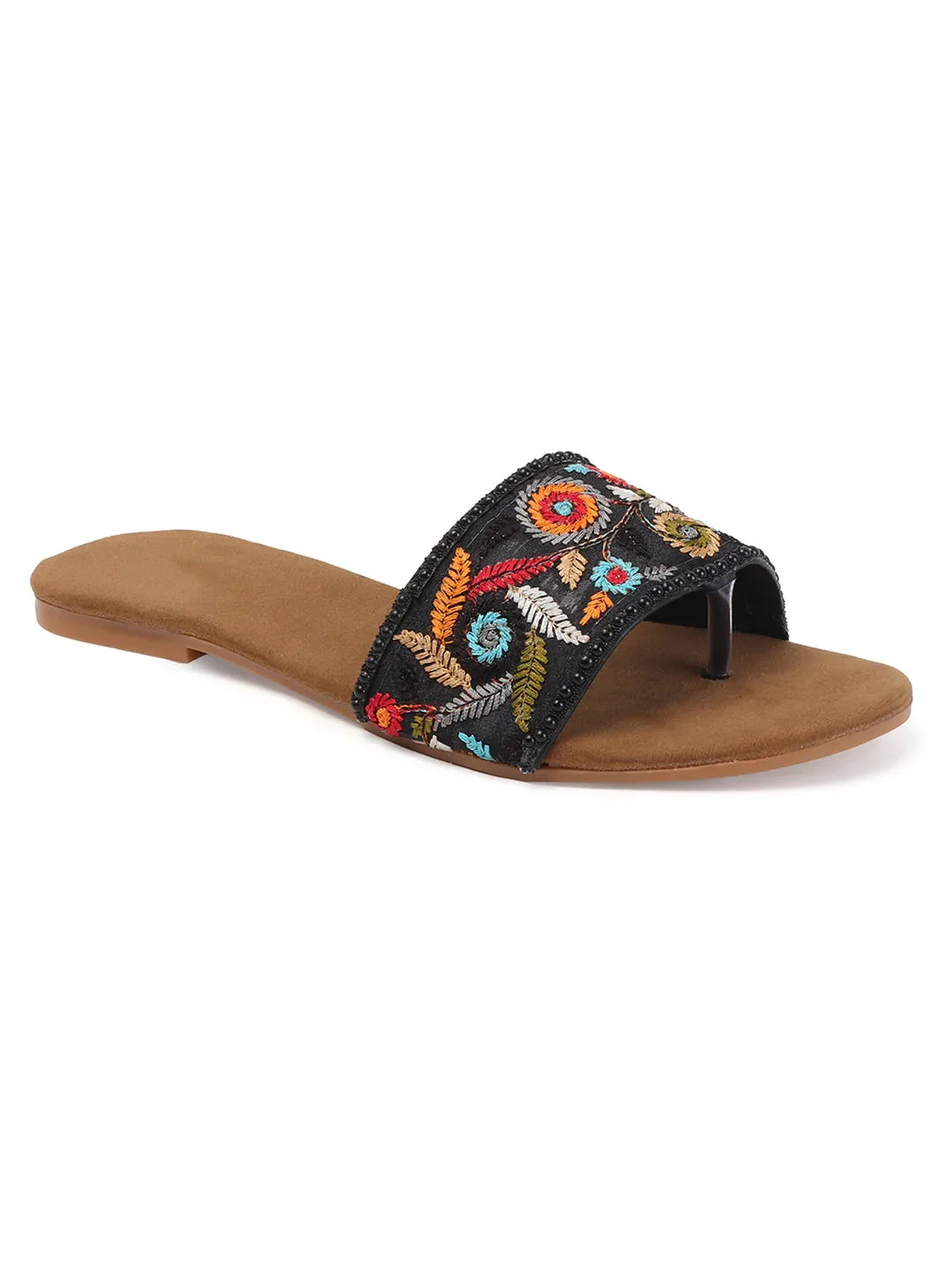 TRYME Trendy Embroidered Slip-on Flat Sandals For Women And Girls