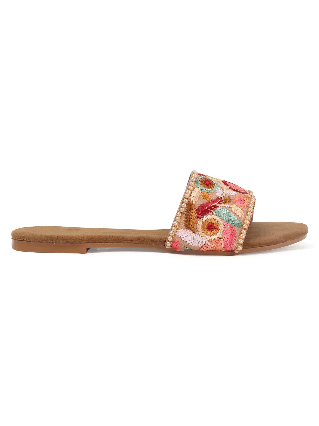 TRYME Trendy Embroidered Slip-on Flat Sandals For Women And Girls