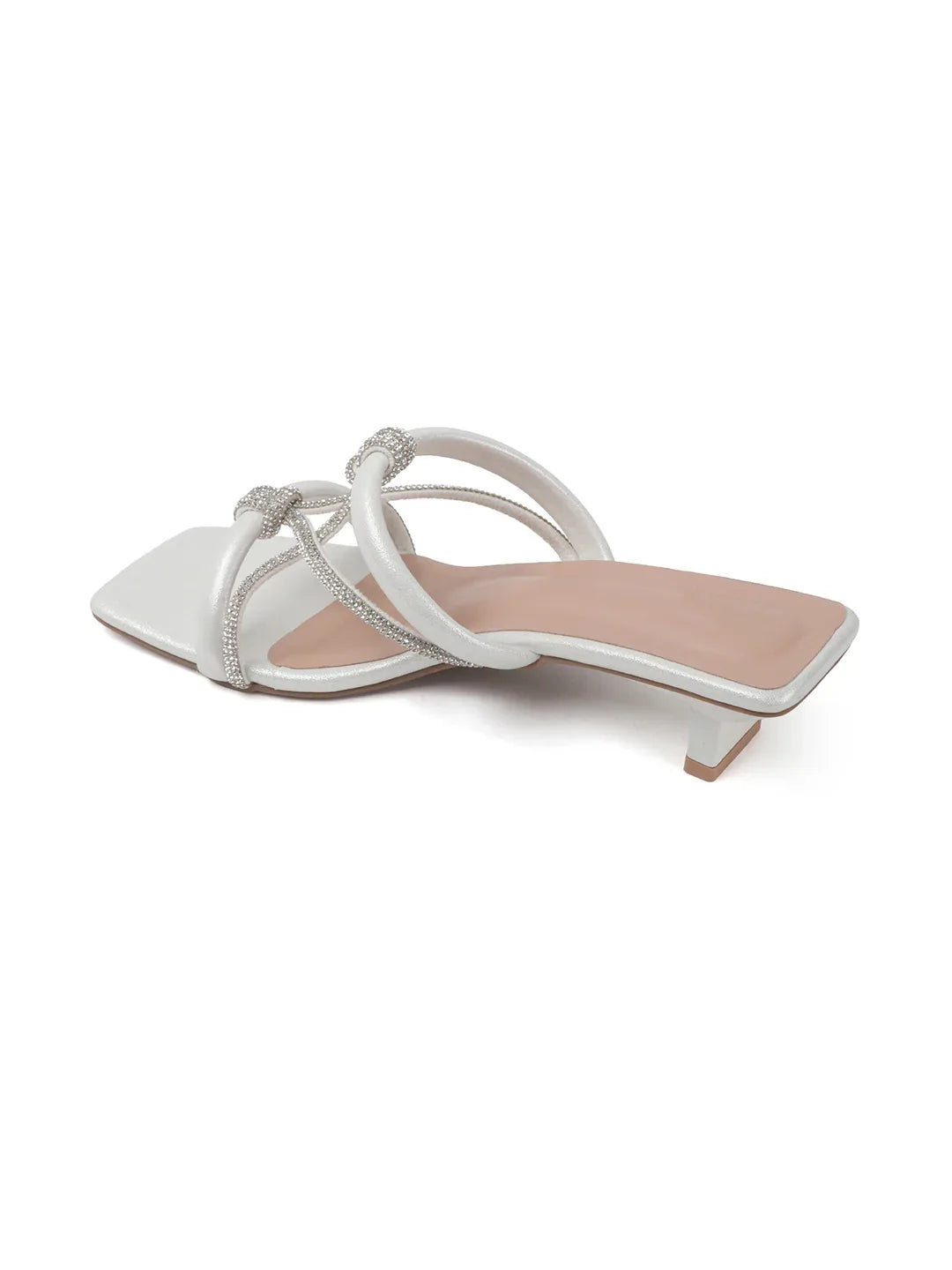 Shimmer Strap Open-Toe Mid Heels
