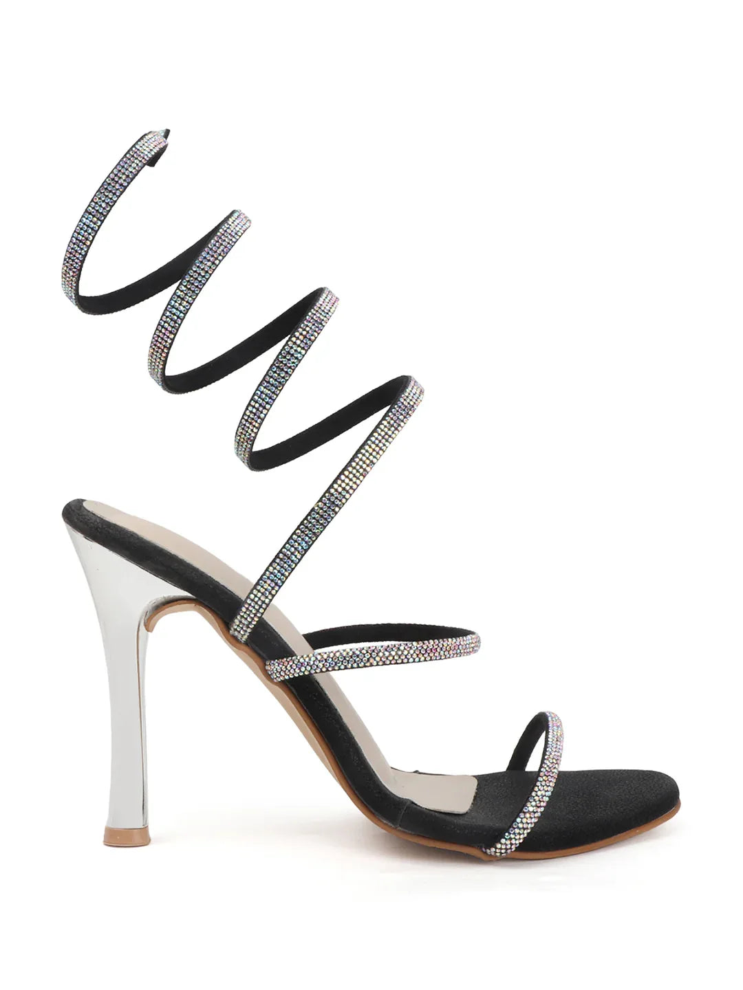 Crystal Strap Ankle Wrap Stiletto Heels