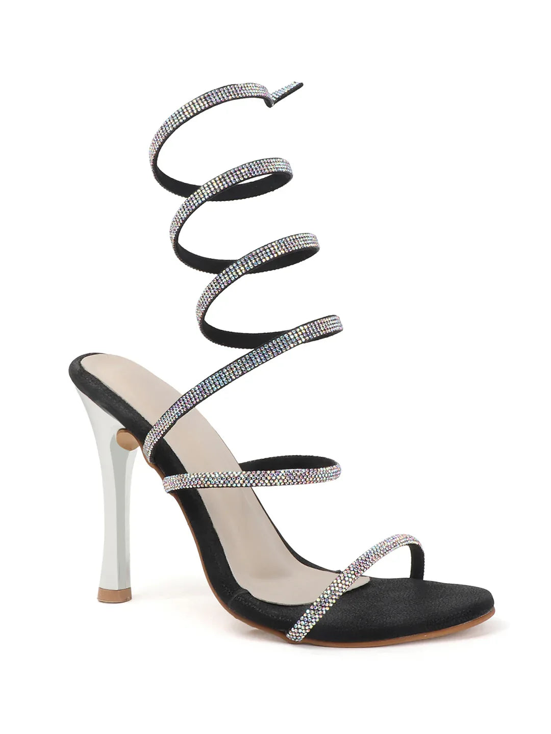 Glam Studded Bow Pointed Slingback Heels