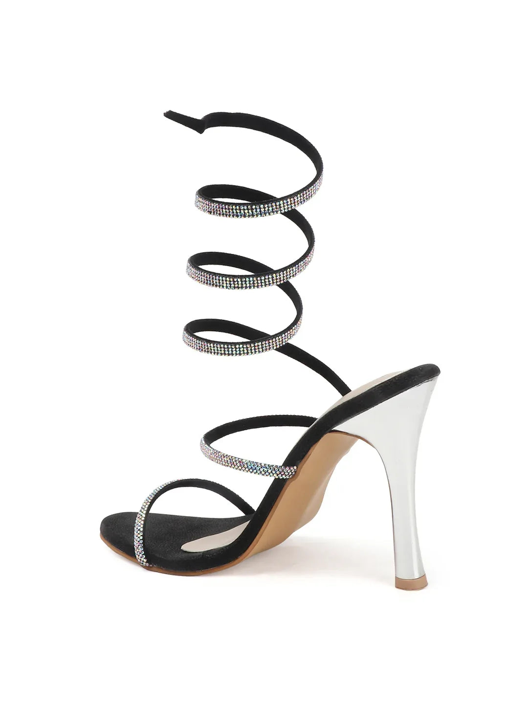 Crystal Strap Ankle Wrap Stiletto Heels