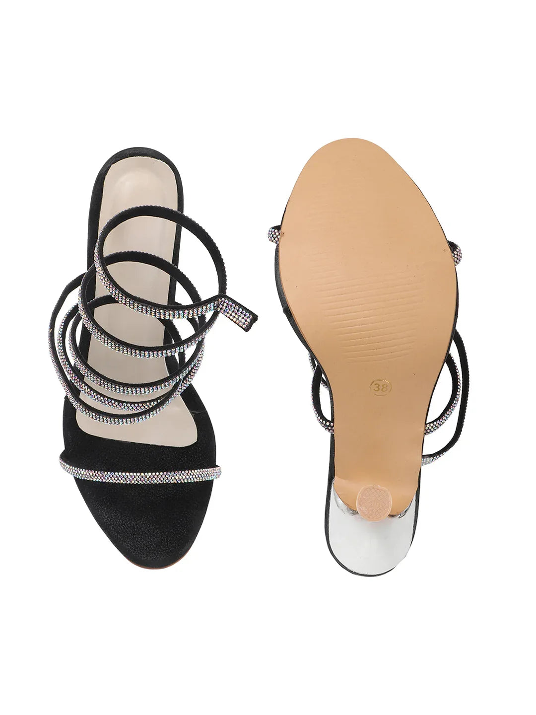 Glam Studded Bow Pointed Slingback Heels