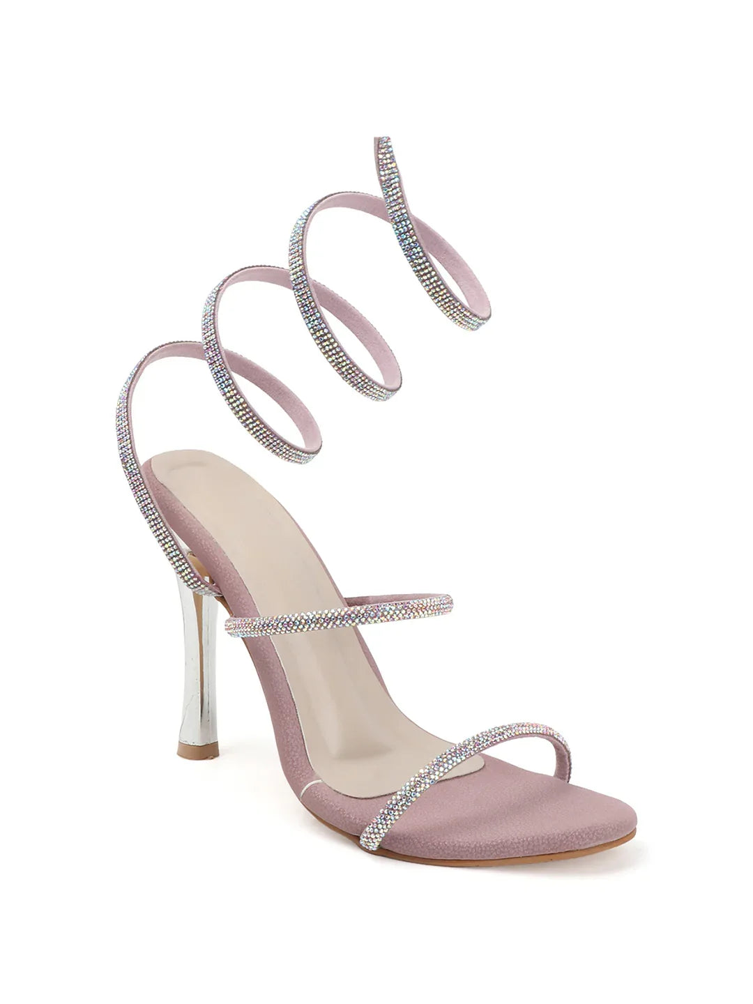 Glam Studded Bow Pointed Slingback Heels