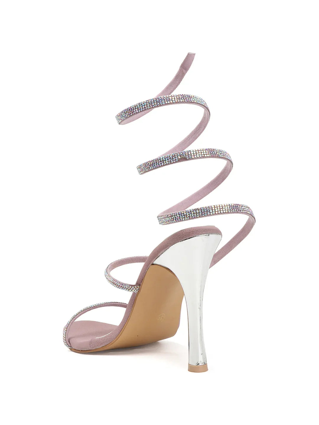 Crystal Strap Ankle Wrap Stiletto Heels