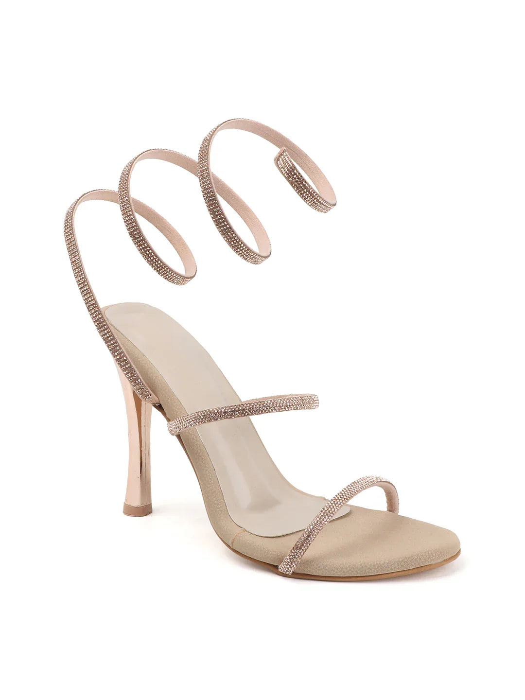 Crystal Strap Ankle Wrap Stiletto Heels