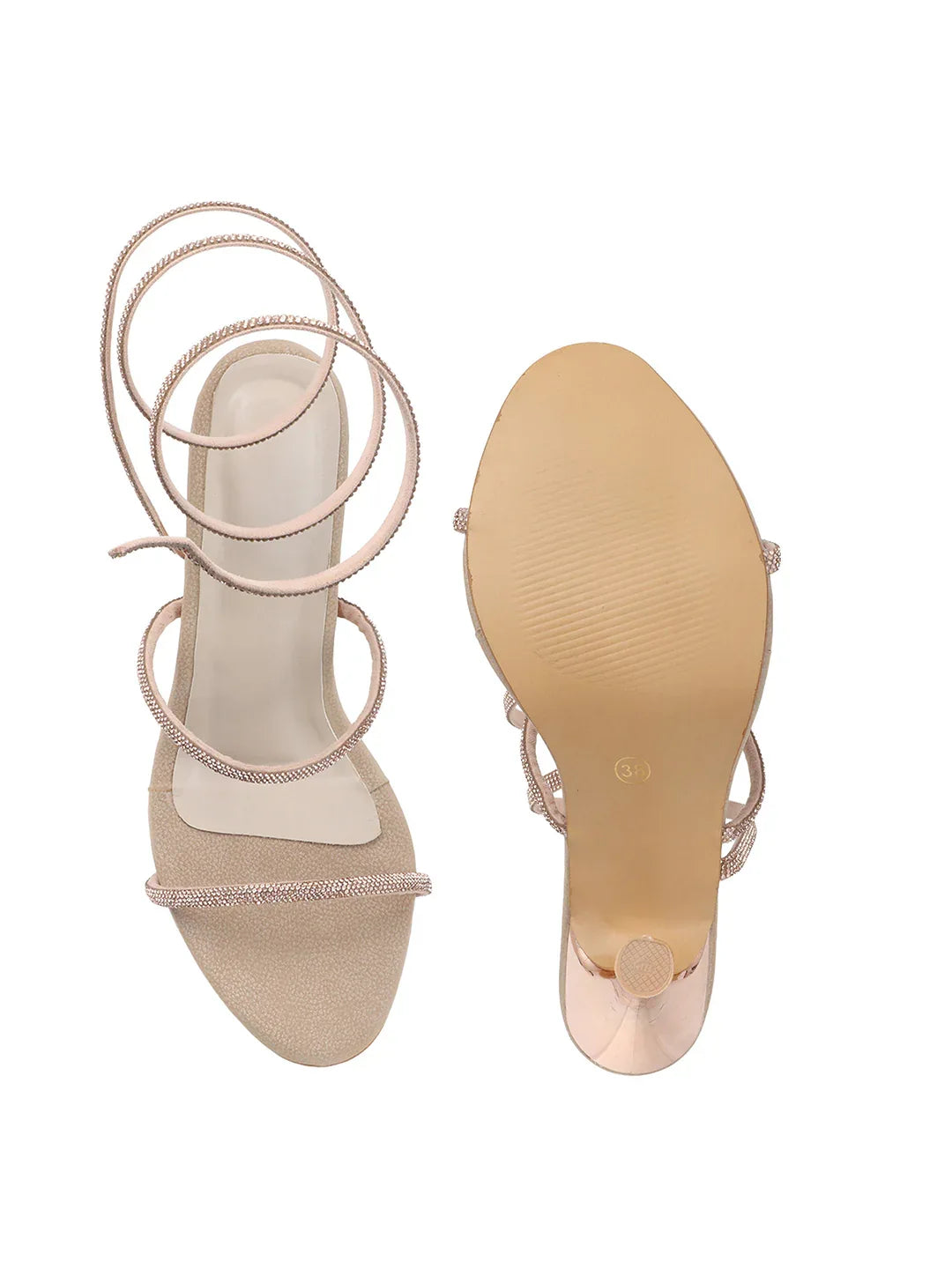 Crystal Strap Ankle Wrap Stiletto Heels