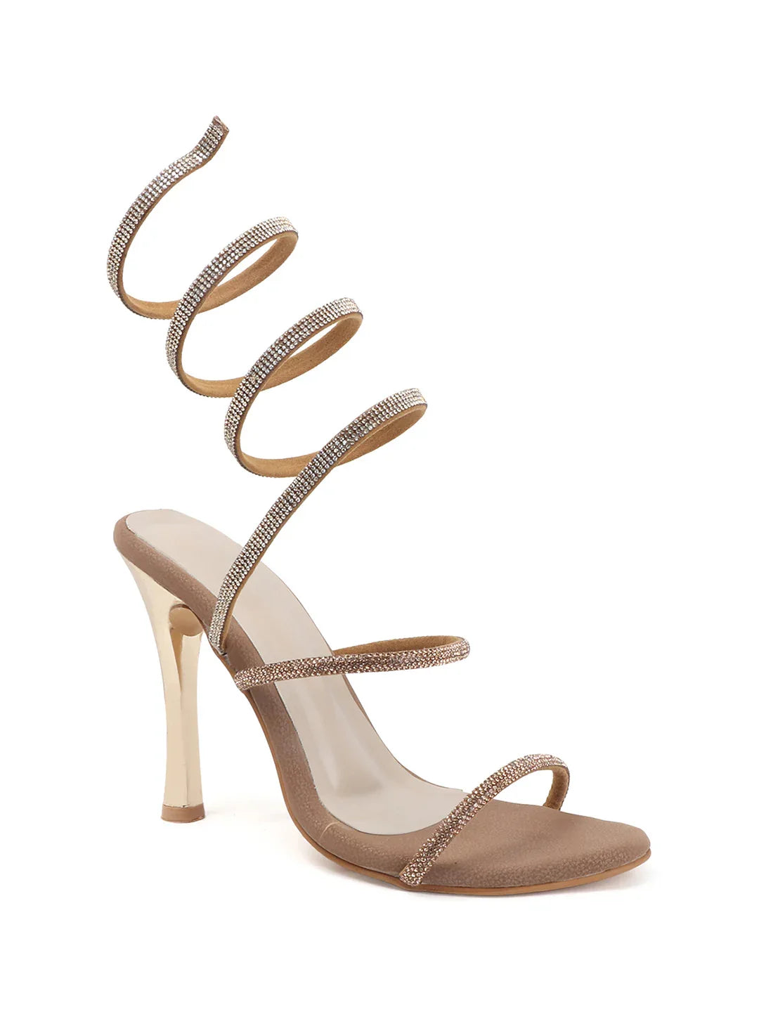 Crystal Strap Ankle Wrap Stiletto Heels
