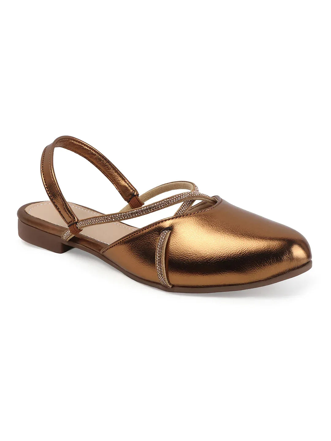Shimmer Strap Slingback Flat Mules for Women
