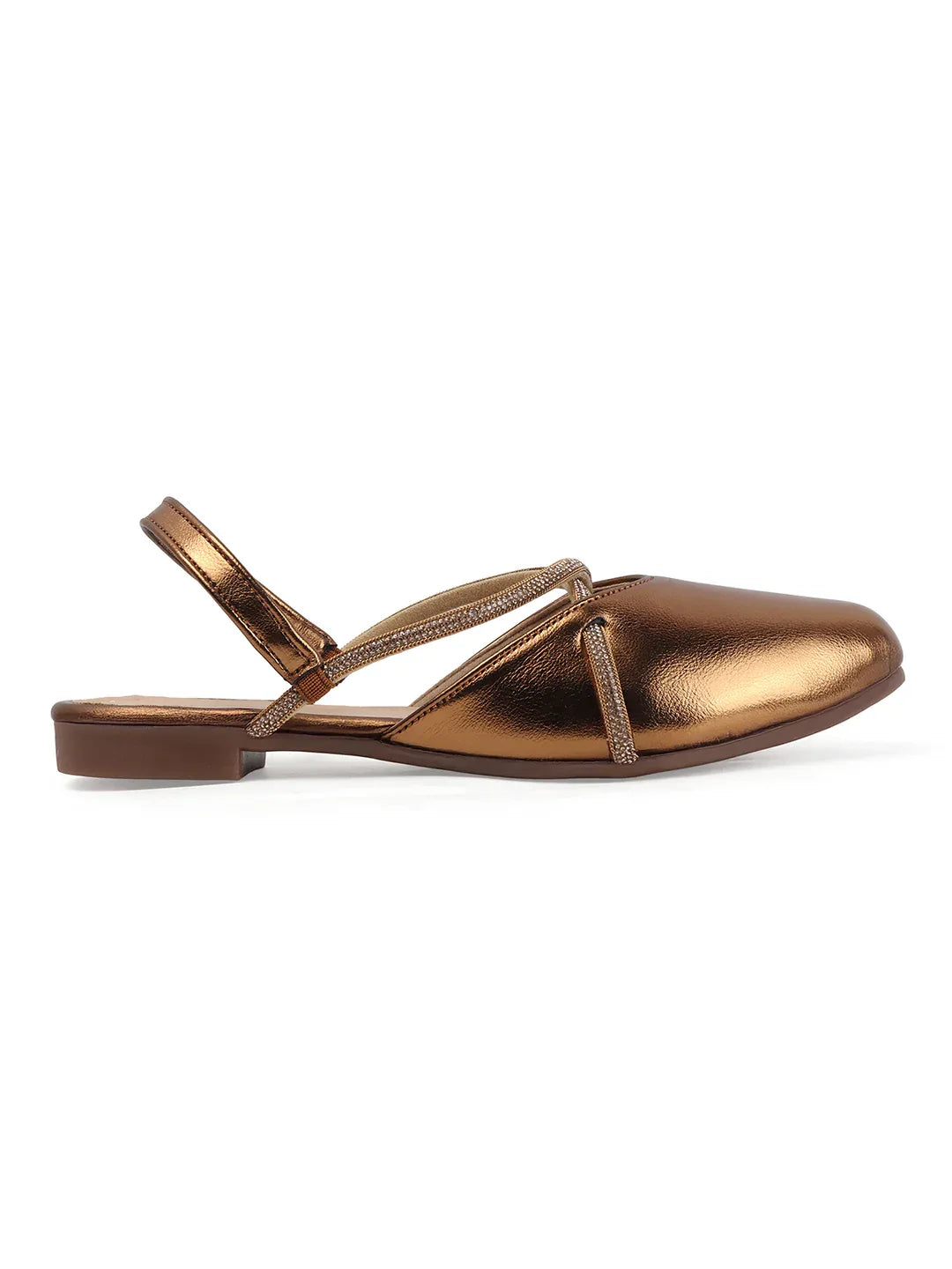 Shimmer Strap Slingback Flat Mules for Women