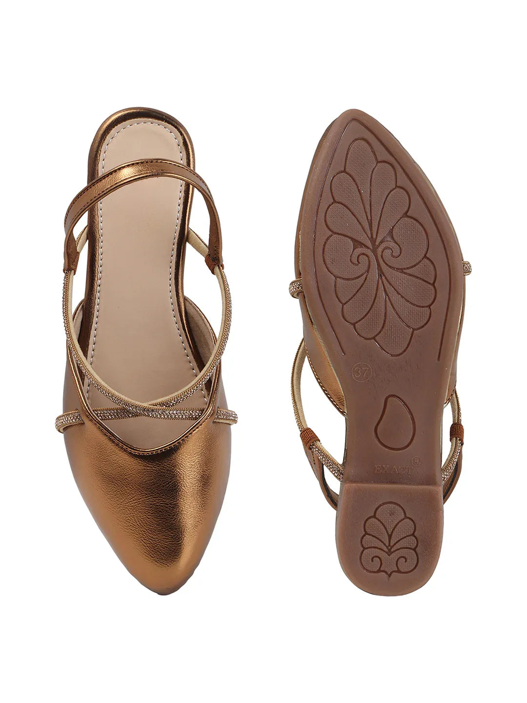 Shimmer Strap Slingback Flat Mules for Women