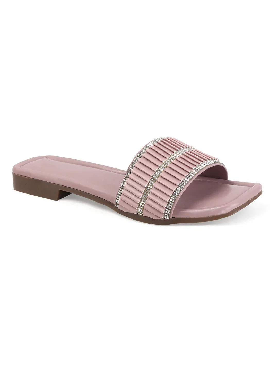 TRYME Trendy Square Toe Slip-on Flat Sandals For Women And Girls