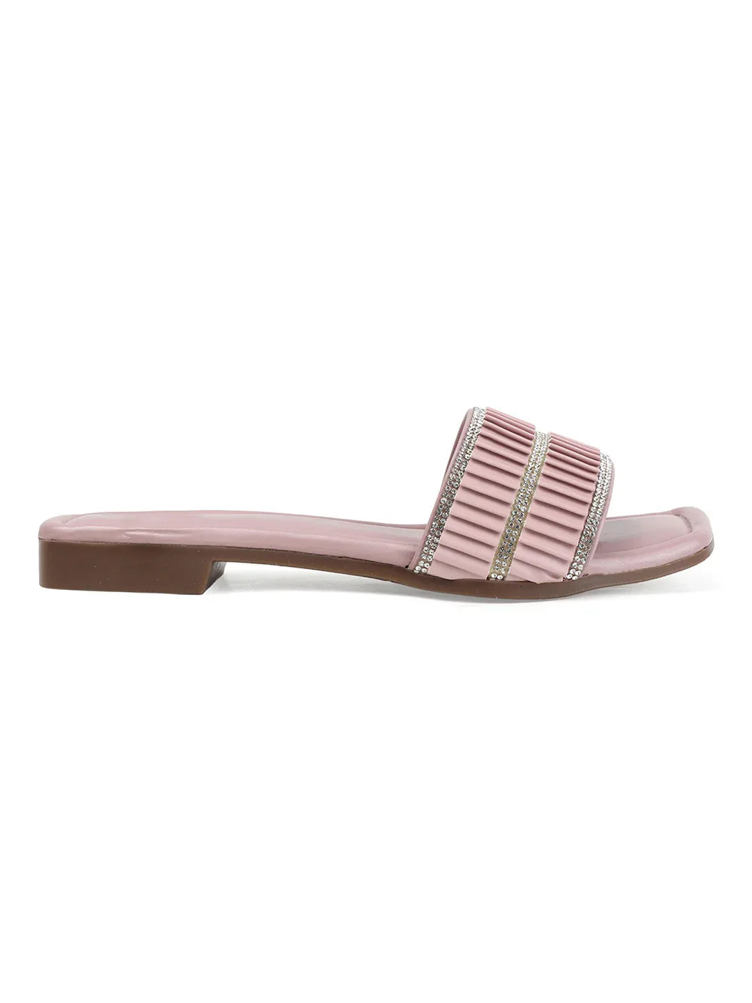 TRYME Trendy Square Toe Slip-on Flat Sandals For Women And Girls