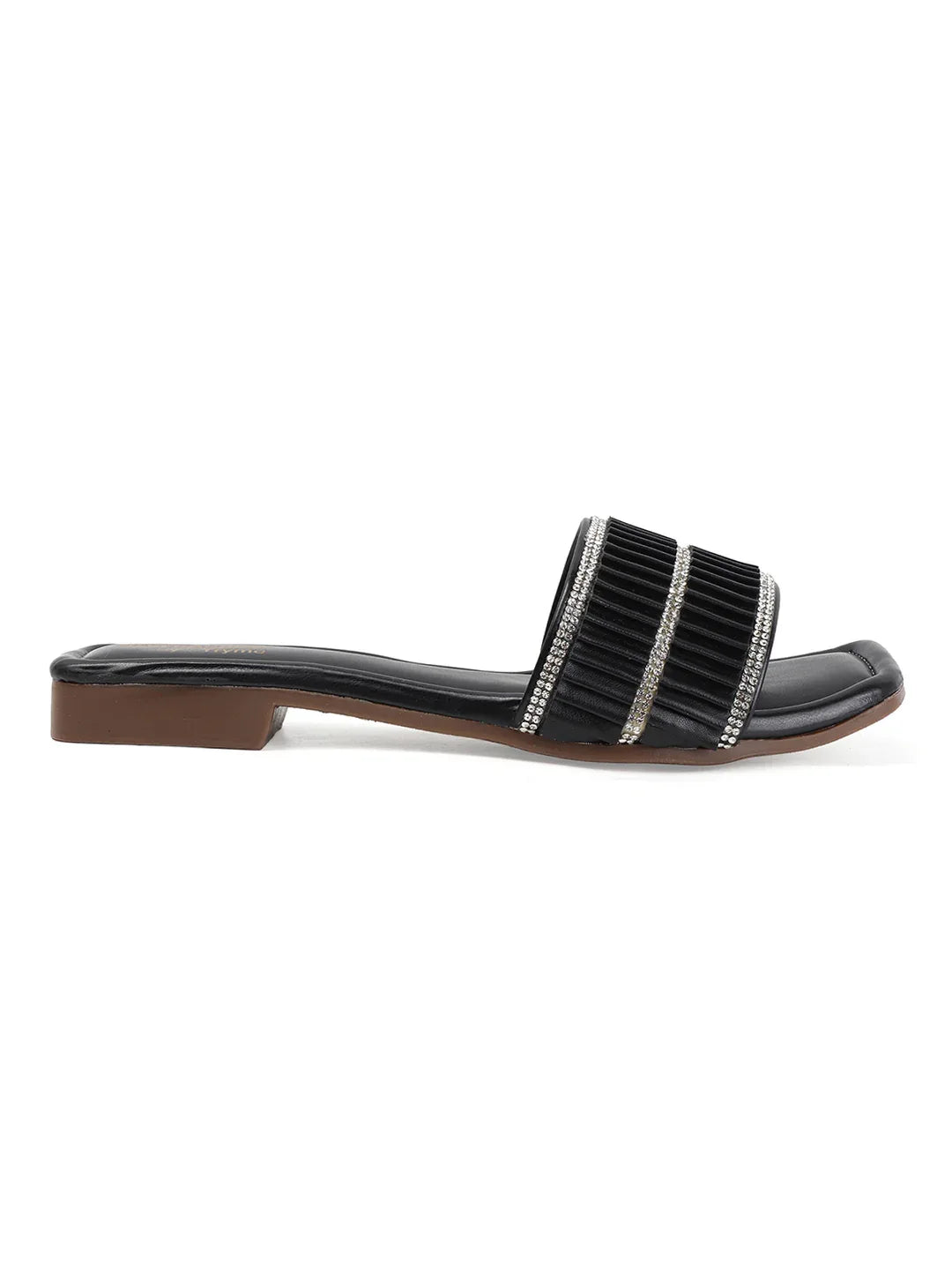 TRYME Trendy Square Toe Slip-on Flat Sandals For Women And Girls