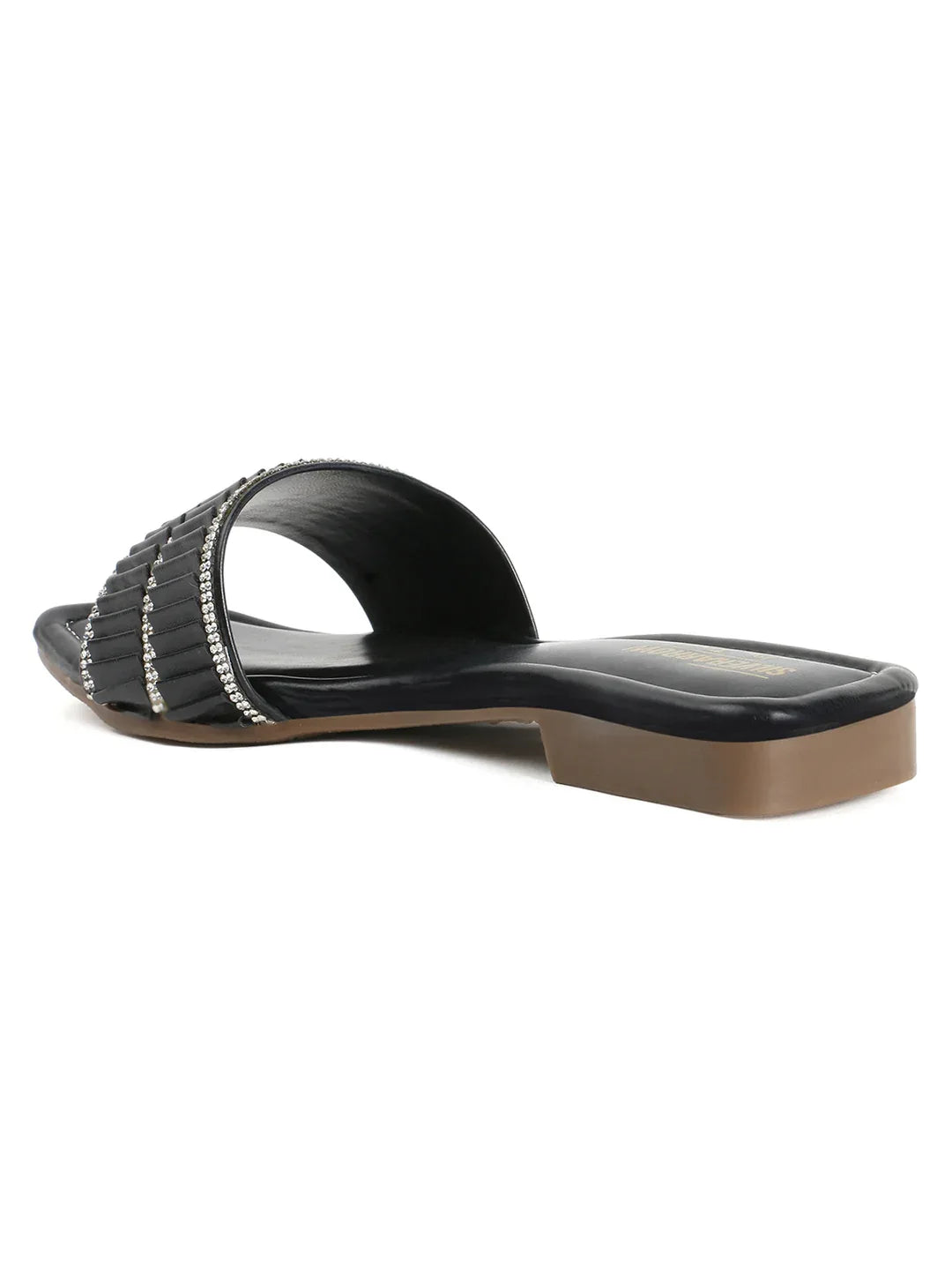 TRYME Trendy Square Toe Slip-on Flat Sandals For Women And Girls