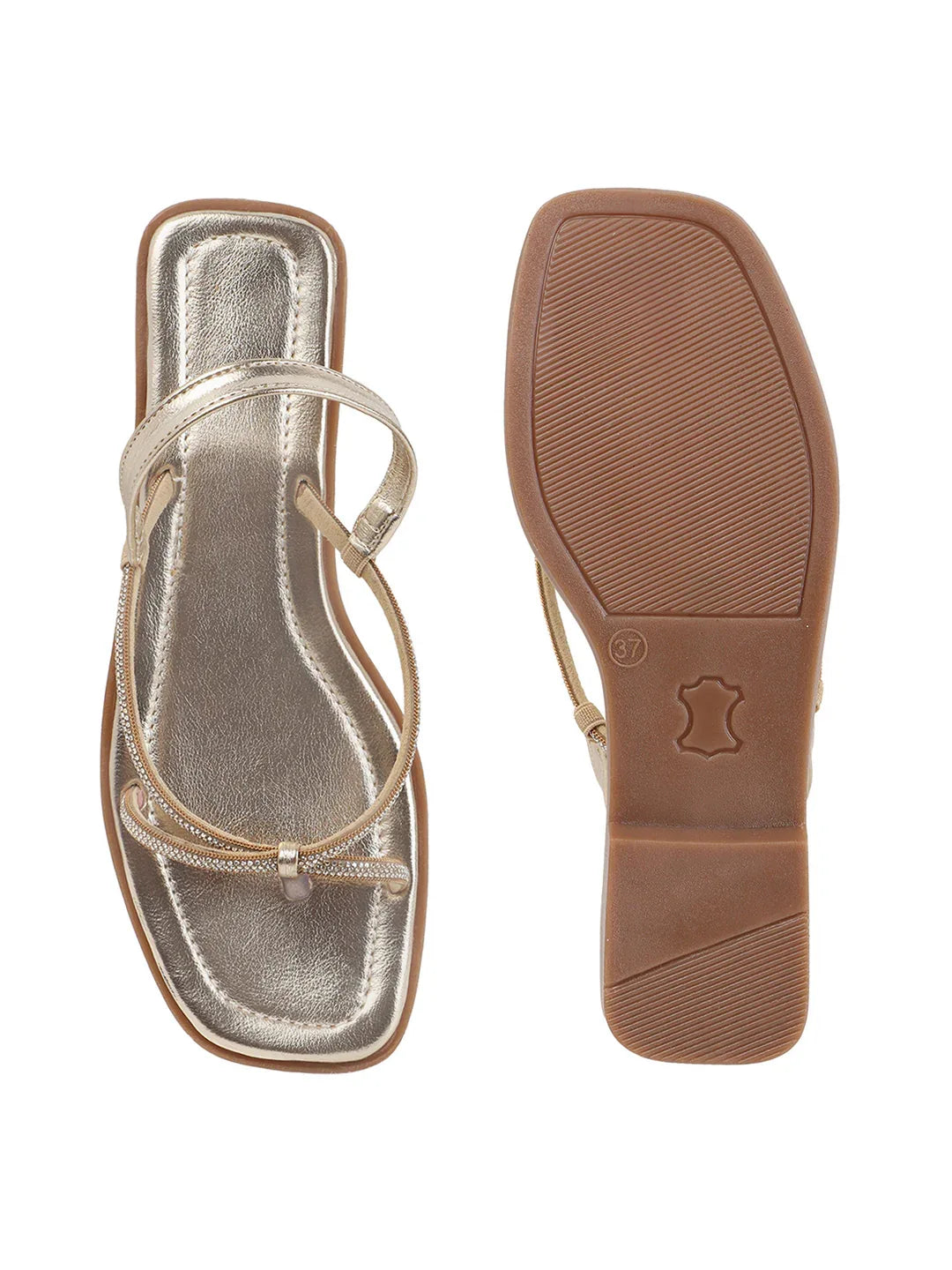 TRYME Tiny Embellished Rhinestones Slingback Flat Sandals For Women's