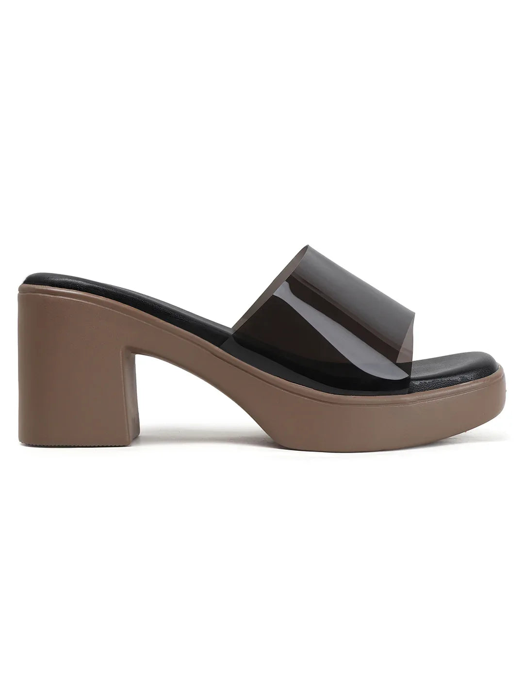 Modern Gloss Strap Mid Heel Slides