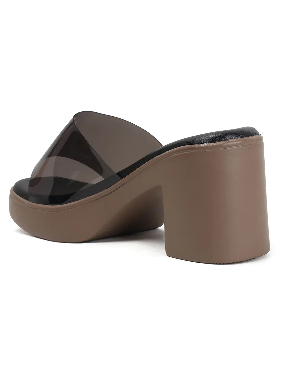 Modern Gloss Strap Mid Heel Slides