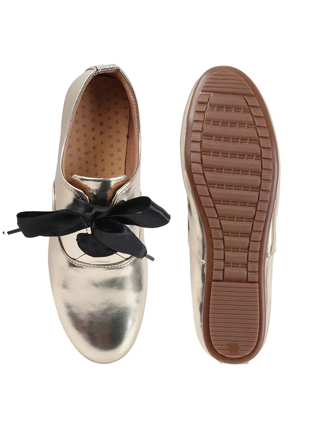 Metallic Charm Lace-Up Shoes