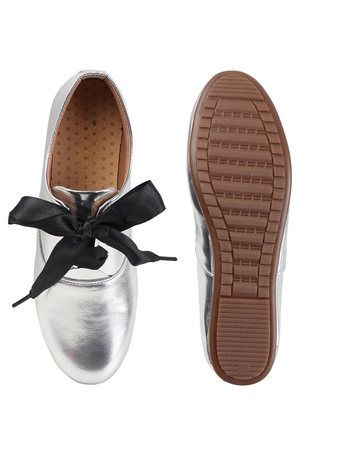 Metallic Charm Lace-Up Shoes