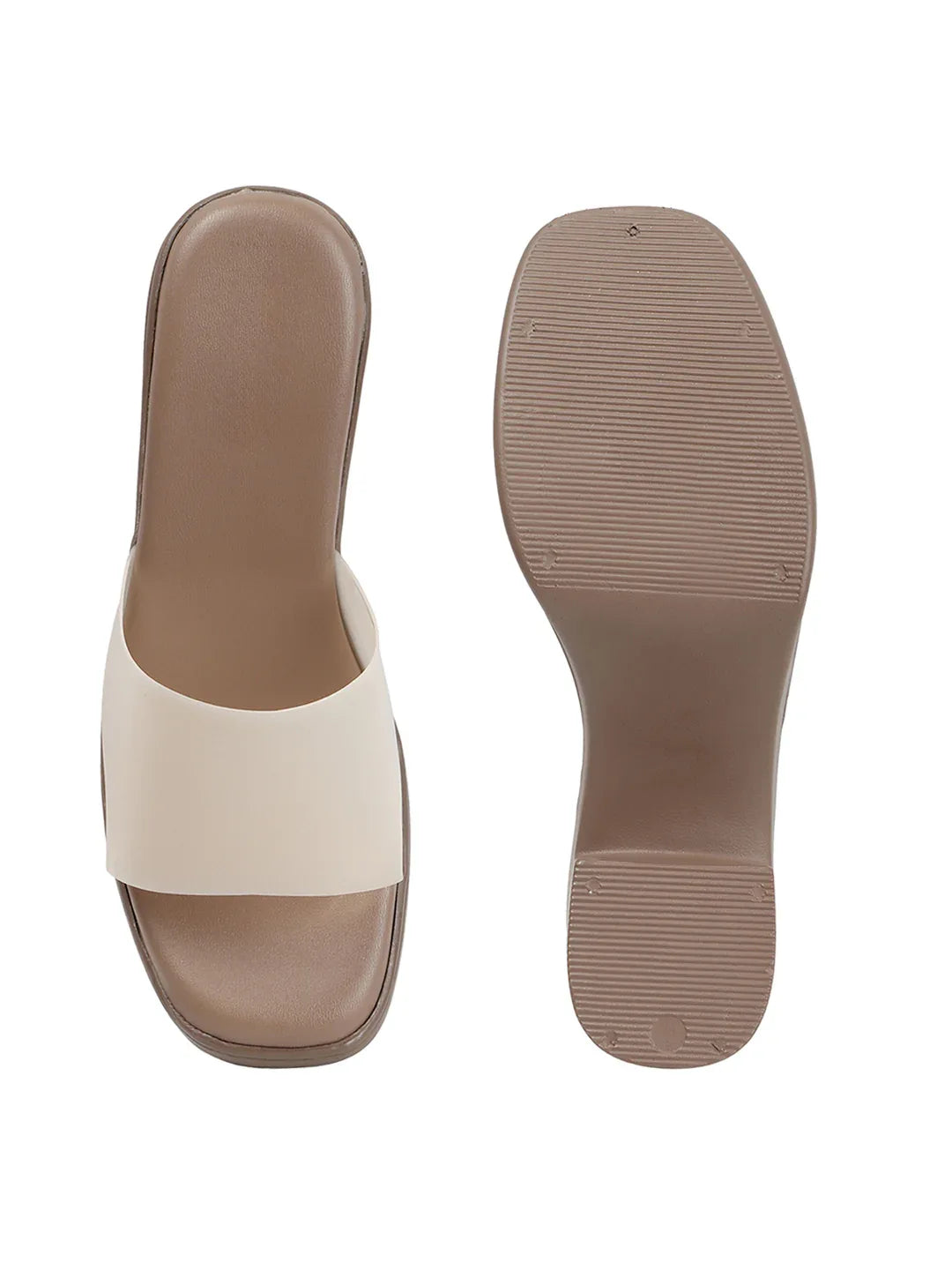 Modern Gloss Strap Mid Heel Slides