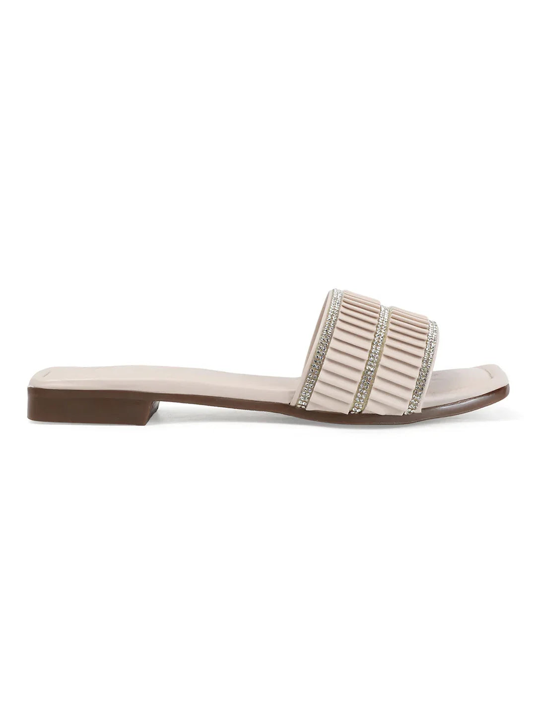 TRYME Trendy Square Toe Slip-on Flat Sandals For Women And Girls