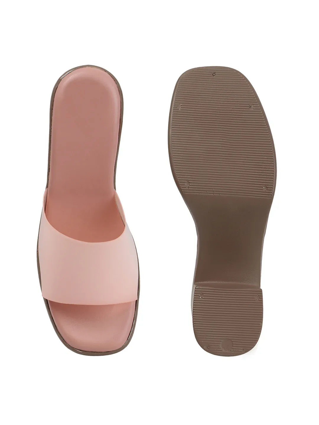 Modern Gloss Strap Mid Heel Slides