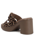 Animal Print Double Buckle Block Heel