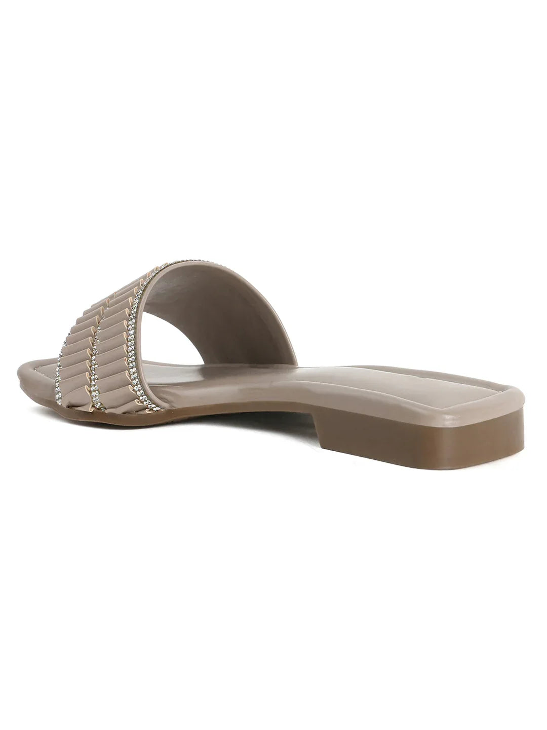 TRYME Trendy Square Toe Slip-on Flat Sandals For Women And Girls