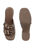 Animal Print Double Buckle Block Heel