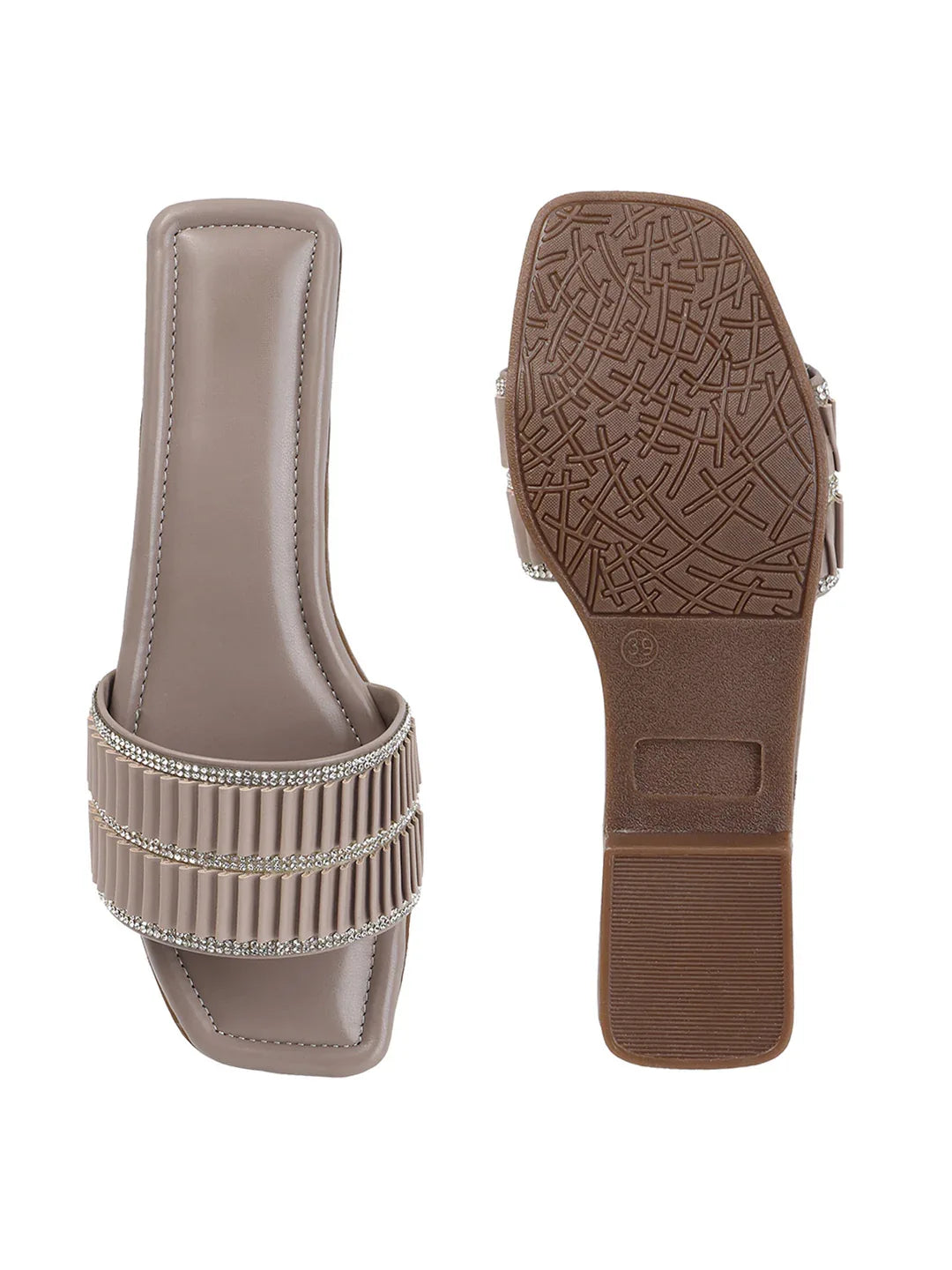 TRYME Trendy Square Toe Slip-on Flat Sandals For Women And Girls