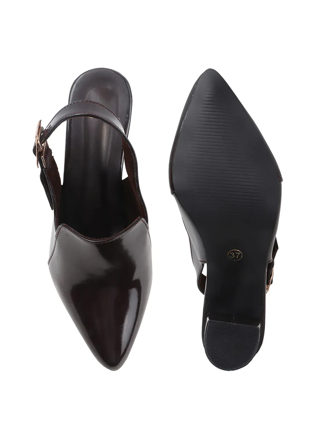 Elegant Gloss Finish Mid Heel Shoes