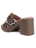 Animal Print Double Buckle Block Heel
