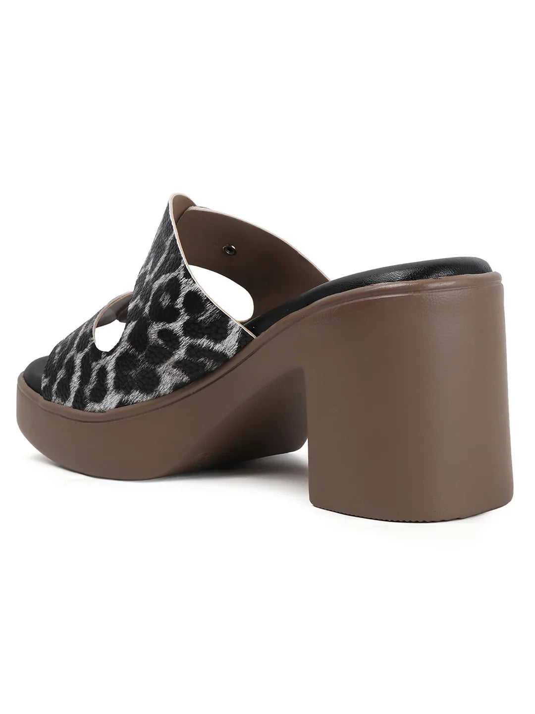 Animal Print Double Buckle Block Heel