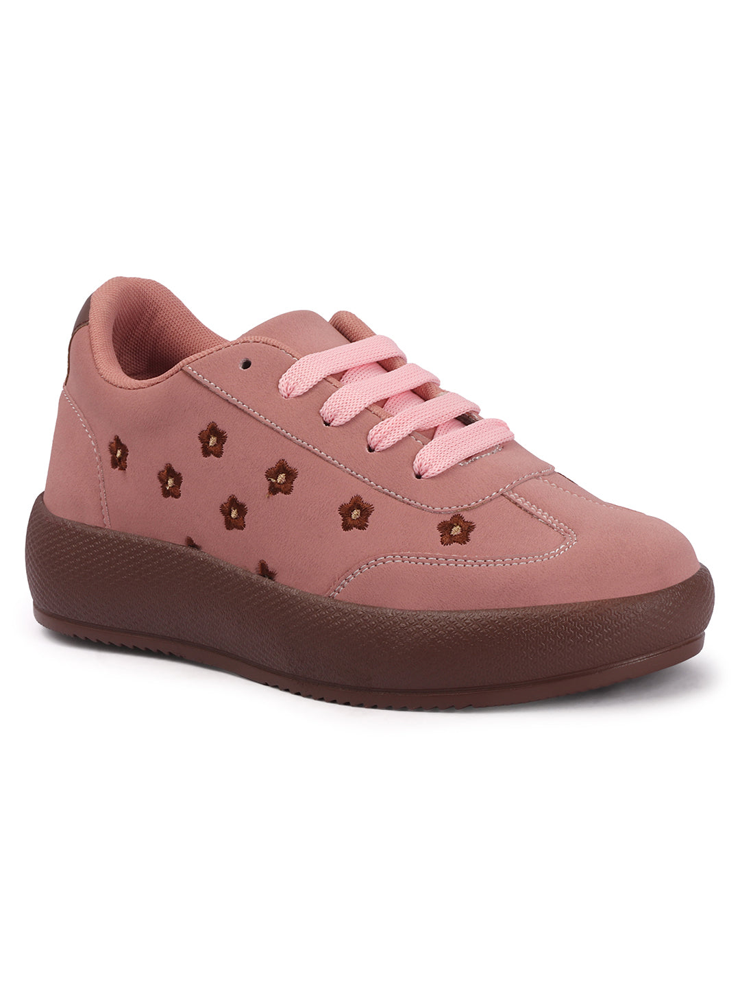 Floral Embroidered Trendy Platform Sneakers
