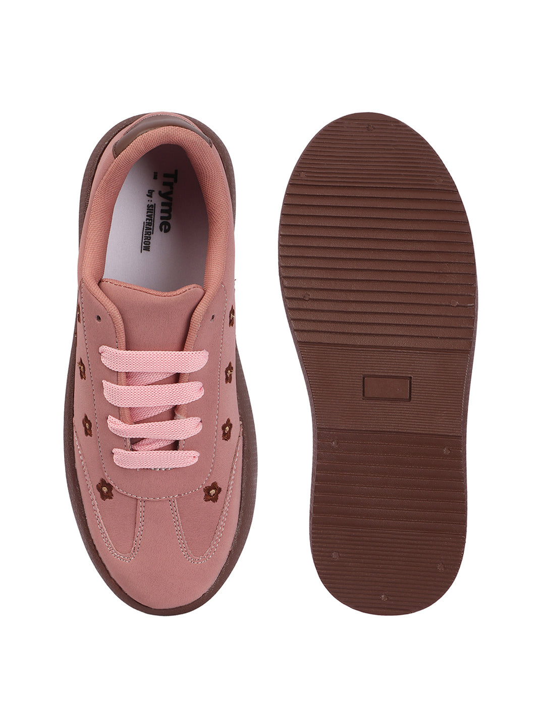 Floral Embroidered Trendy Platform Sneakers