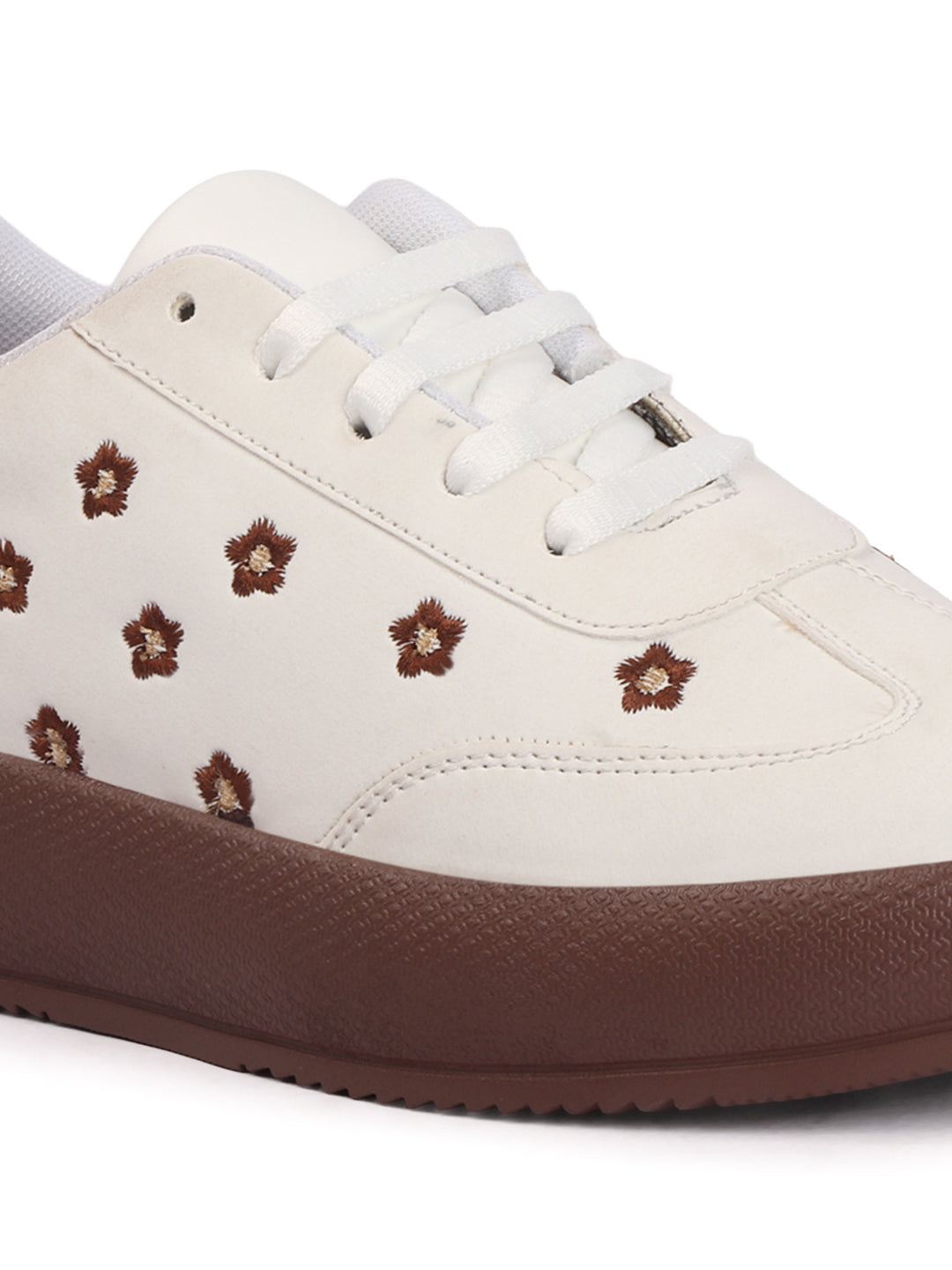 Floral Embroidered Trendy Platform Sneakers
