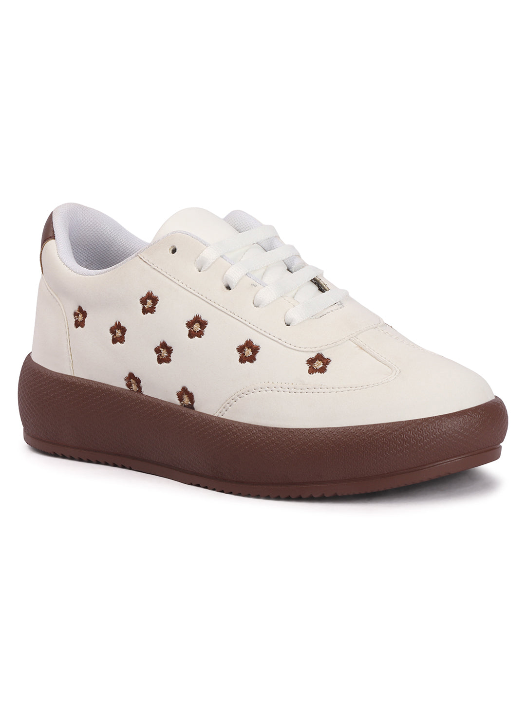 Floral Embroidered Trendy Platform Sneakers